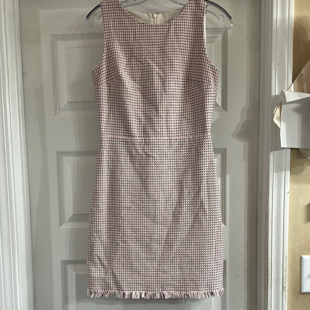 LOFT Pink and Black Checkered Mini Dress